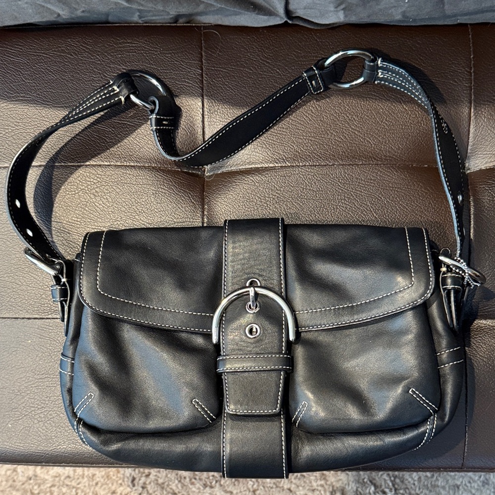 Coach Black Leather Shoulder Bag